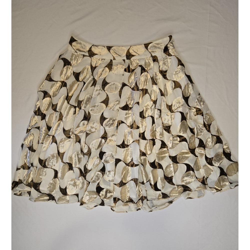 Josephine Chaus Flowy‎ Shimmery Velvet Cream/Browns Skirt Womens Size 10 Lined
